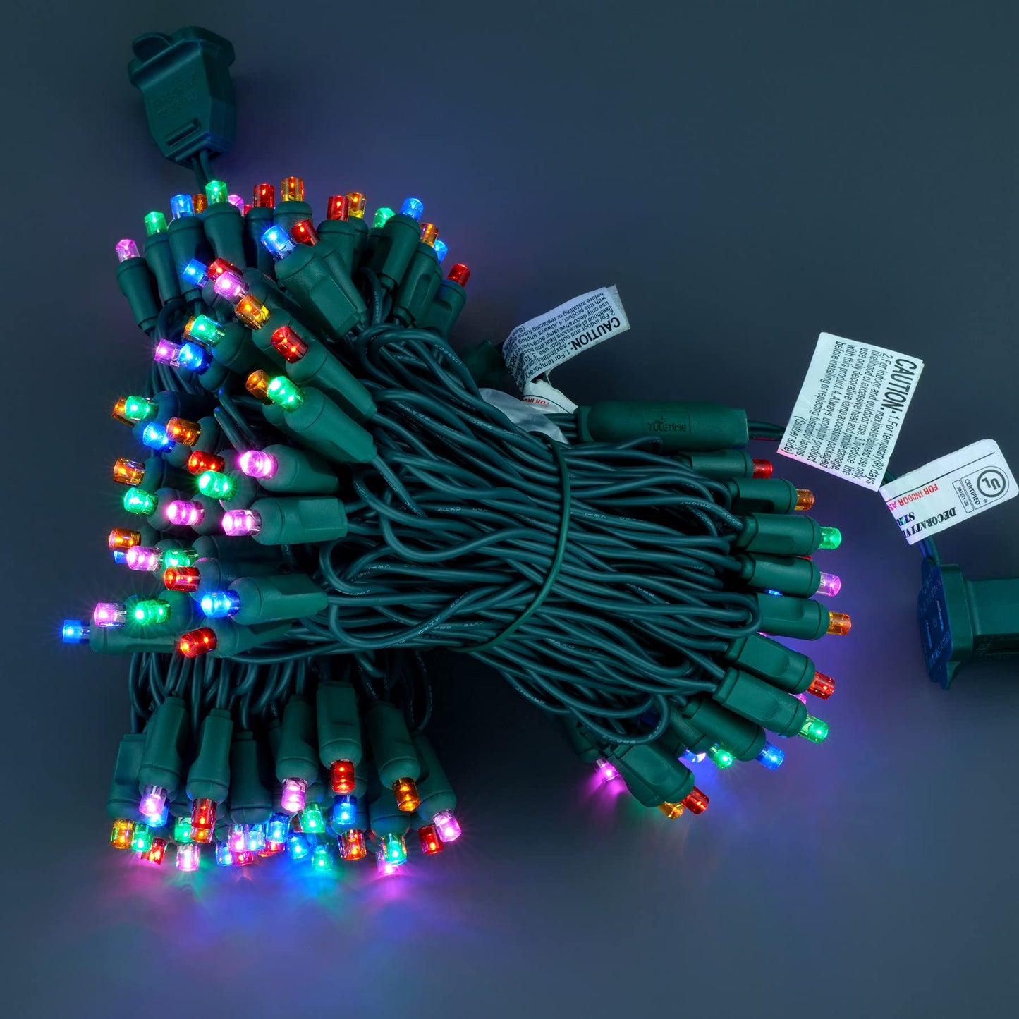 YULETIME 140 Multicolor Christmas Lights, 2-Set 24 ft 70 One-Piece 5mm LED