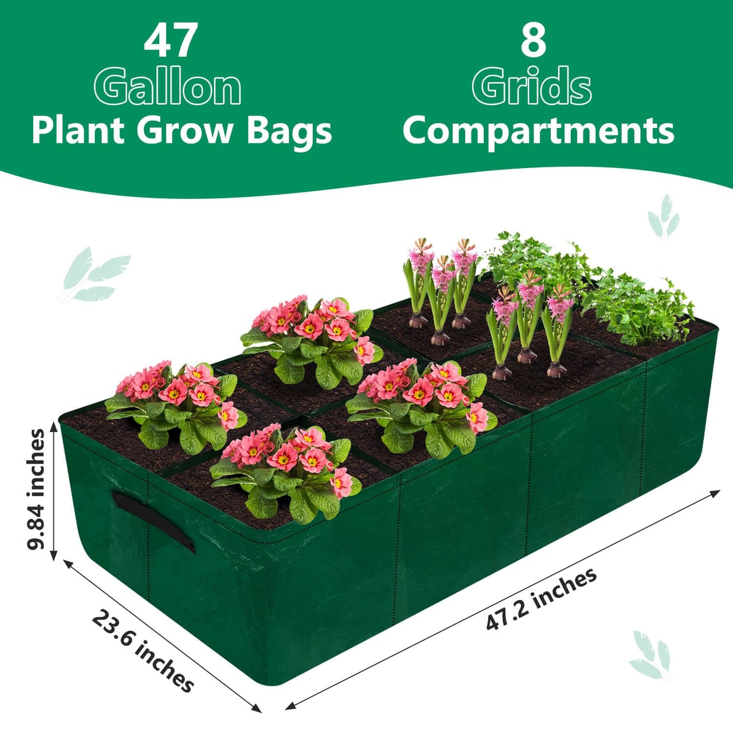 Caffox 2 Pack Fabric Raised Garden Bed, 4x2x0.8ft Plant Grow Bags for Flowers and Vegetables, 94 Gallon