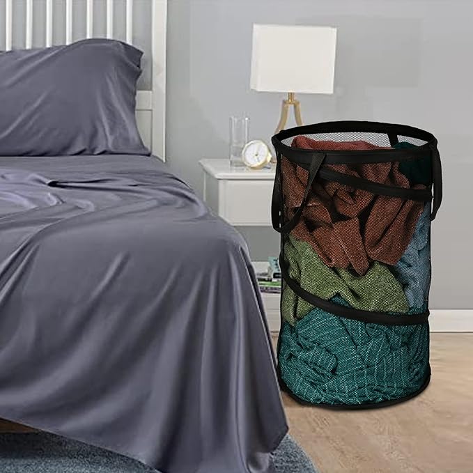 BATTOO 2 Pack Large Collapsible Laundry Basket Foldable Mesh Pop Up Hamper
