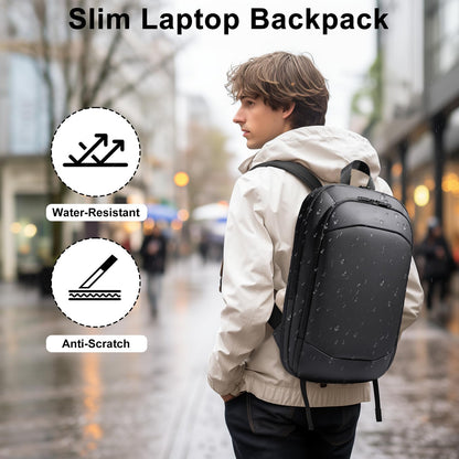 HEROIC KNIGHT Slim Laptop Backpack, Expandable Business Travel Backpack, Water-Resistant Anti Theft Laptop Rucksack, Lightweight Computer Work Bag Daypack For Men Women, Fits 15.6 Inch- Black