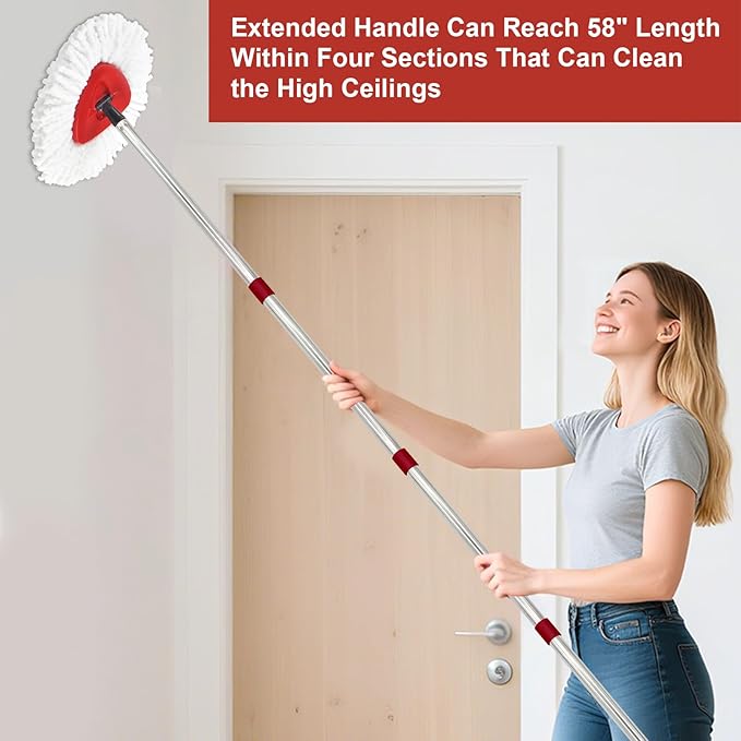 4 Section Stainless Spin Mop Replacement Handle