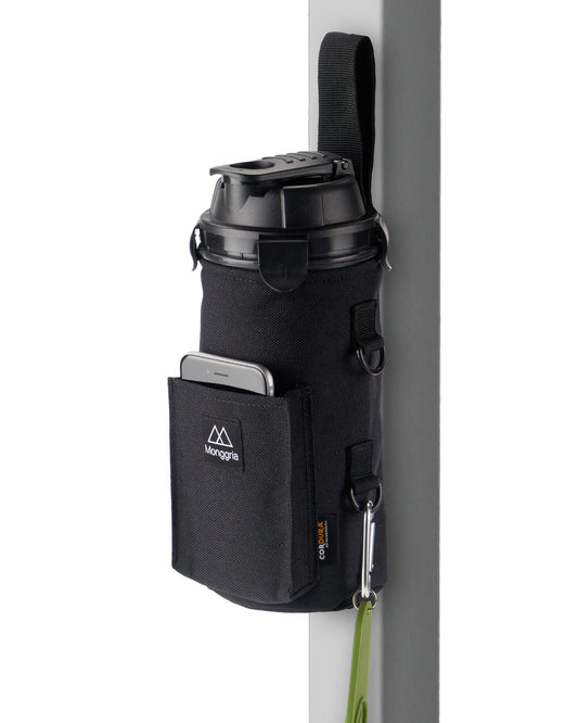 Monggria Magnetic Water Bottle Holder - Built-in Magnet for Easy Attachment to Exercise Equipment - Multi-Purpose - with Sling - Waterproof - Cordura Used Durability