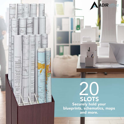 Adir Corp. Blueprint Storage Bin Organizer - Vertical File Box for Blueprints, Posters, Construction Plans, Gift Wrap, And Map Holder Station - Cardboard Blueprint Holder - 1 Box