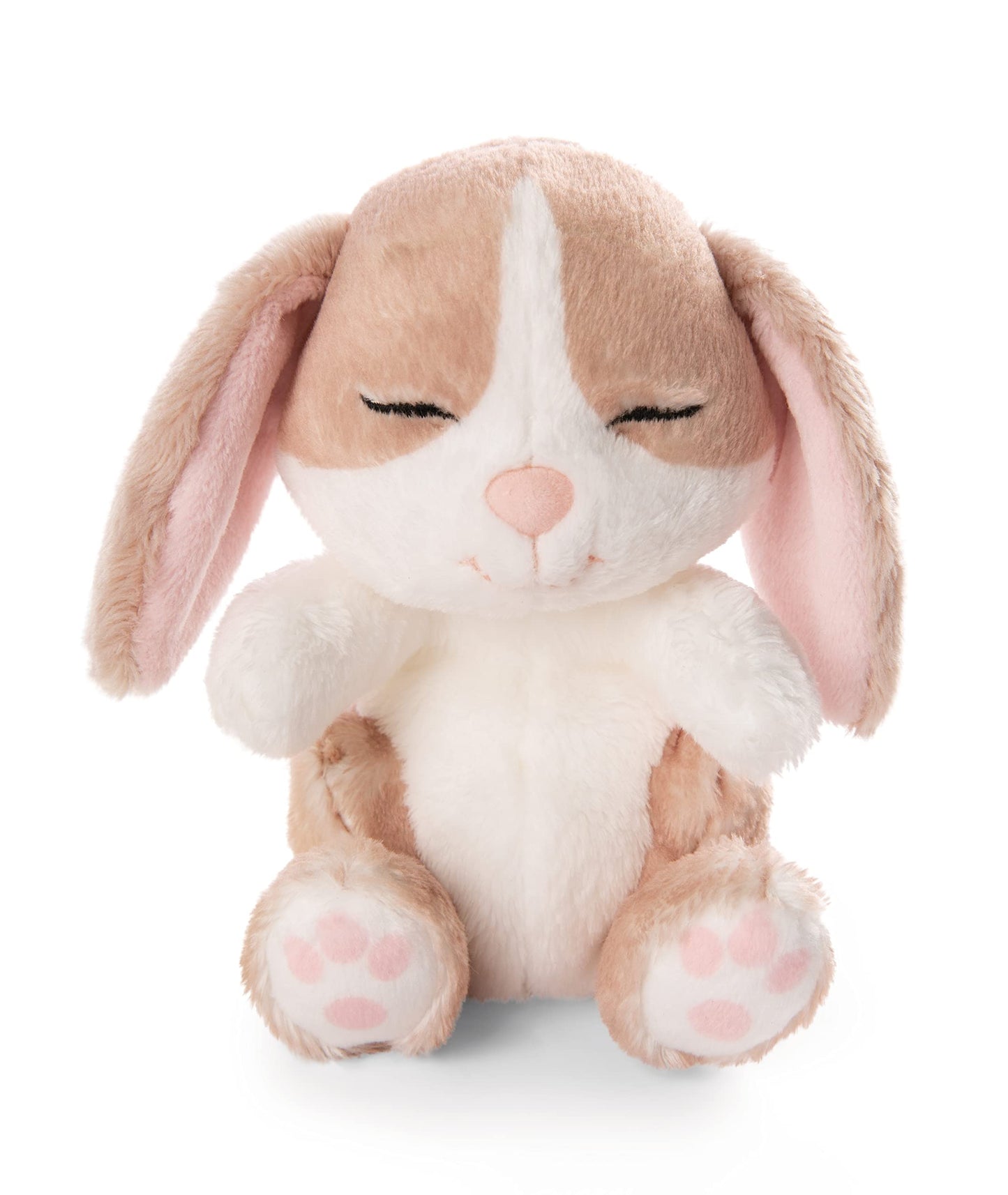 NICI Soft Toy Sleeping Pets Bunny cappuccino in green basket 12cm