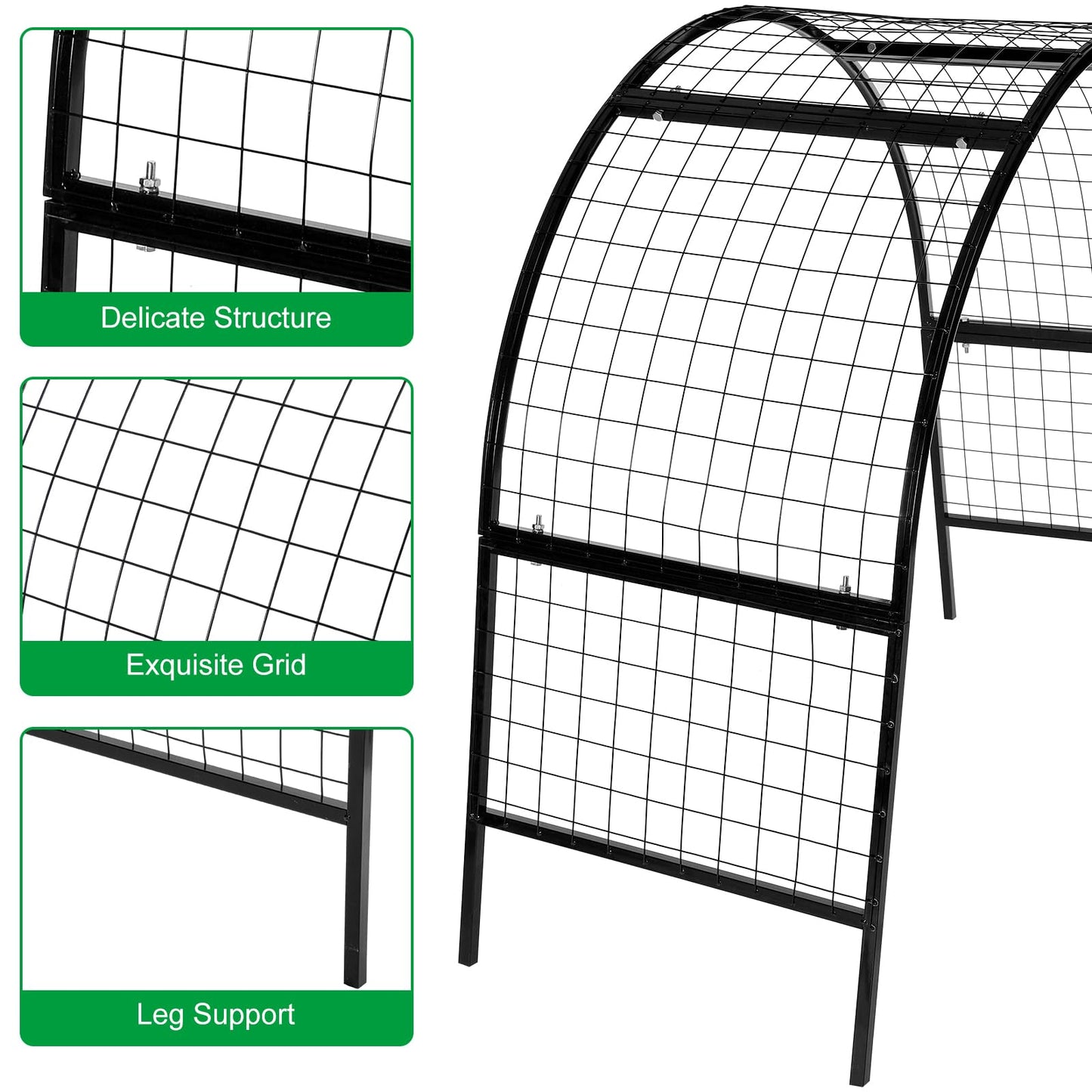 Newtay Arch Trellis for Planter Box Garden Wide Arbor Trellis Metal Arbor for Climbing Plants, Vegetables and Flowers Decorative Outdoor(Black,6 x 2 x 6 ft)