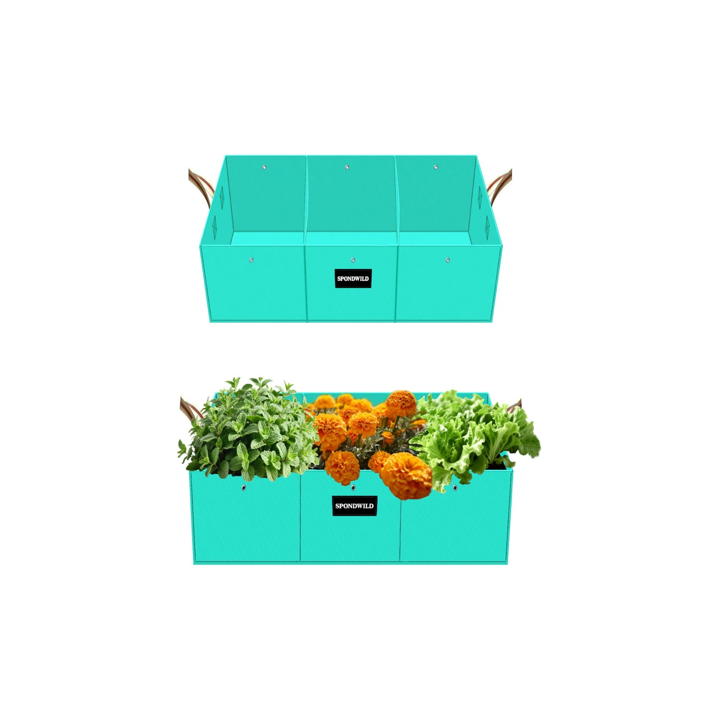 SPONDWILD Rectangle Grow Bags - 2 Pcs 10 Gallon Pots Compatible Potato Planter, PE Rectangle Planter for Growing Fruit and Vegetables, Green