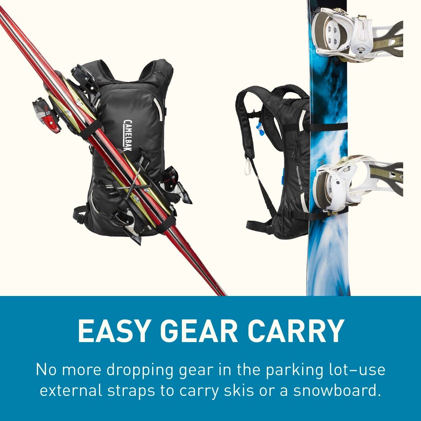 CamelBak Powderhound 12 Snow Hydration Pack with Ski and Snowboard Carry, Insulated Design for All Day Winter Riding, Black/White