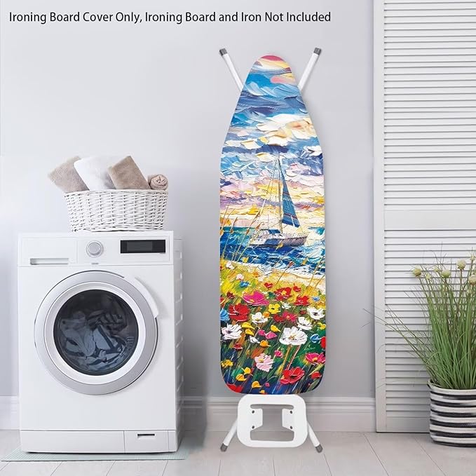 Floral Print Ironing Board Cover and Pad, Stretch Standard Size Thick Padding
