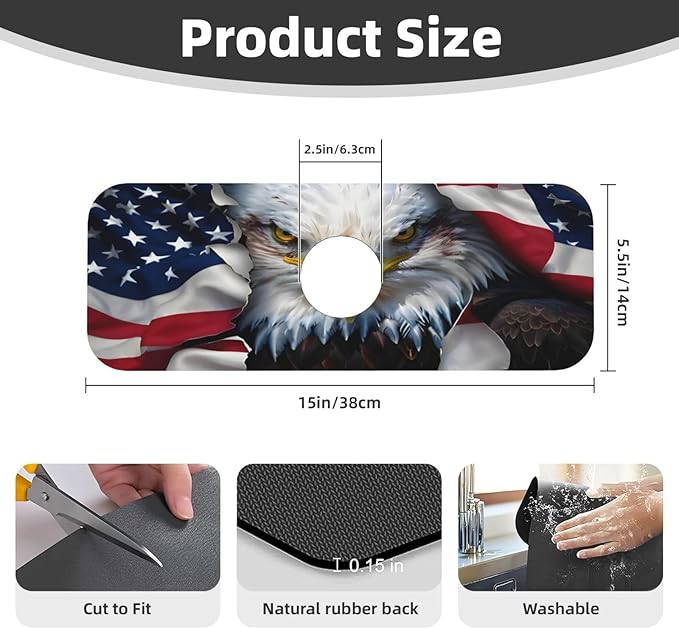 American Eagle Flag Kitchen sink faucet pad, strong water absorption, anti slip