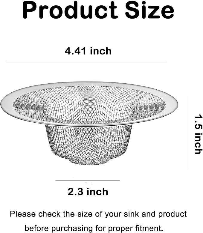 10Pcs Metal Mesh Kitchen Sink Strainer, 4.41" Stainless Steel Slop Basket