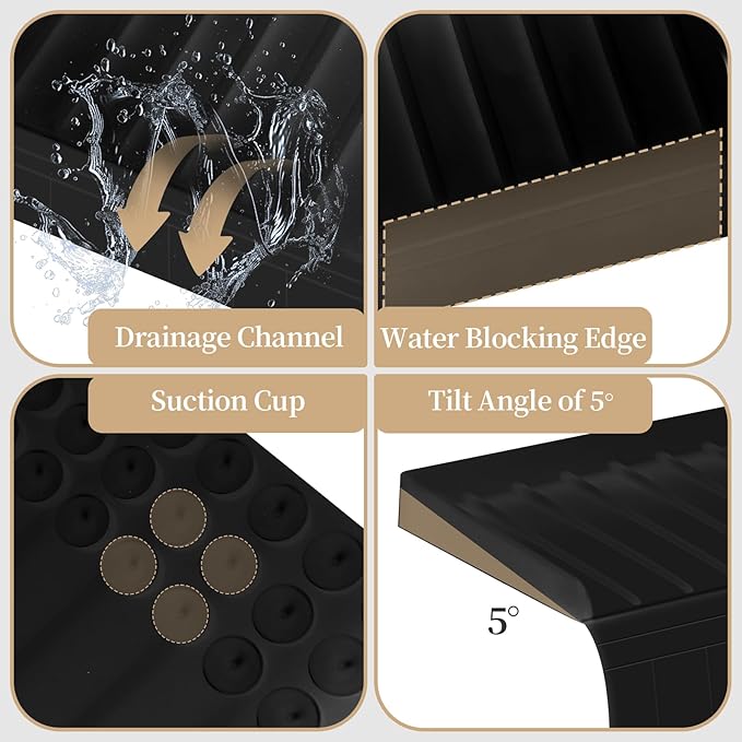 Sink Edge Protector with Suction Cup, Silicone Sink Splash Guard