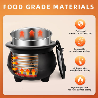 YUANHAO 8 Qt. Black Soup Kettle Warmer - 120V, 450W