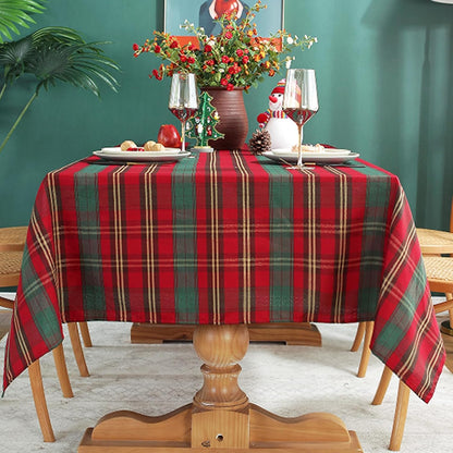 SASTYBALE Christmas Tablecloth Red,Plaid Rectangle Xmas Metallic Fabric Table Cloth Dust-Proof Wrinkle Resistant Heavy Weight Polyester Table Cloths for Holiday Kitchen Dinning Tabletop(52" x 70")