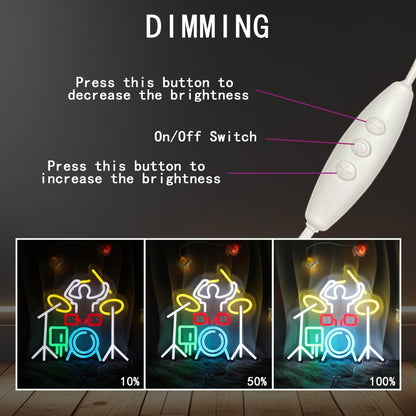 Drummer Neon Light Drum Band Player LED Light Suitable for Music Scene, Living Room, Bar and Party Decoration, Cool Gifts for Drummers