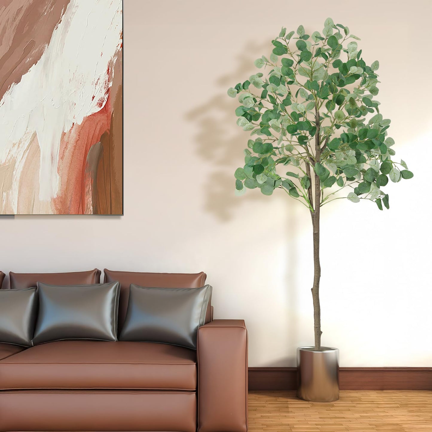 5ft Artificial Eucalyptus Tree, Realistic Faux Potted Plant with Nursery Pot, Full & Lush Greenery for Home Office Living Room Floor Decor