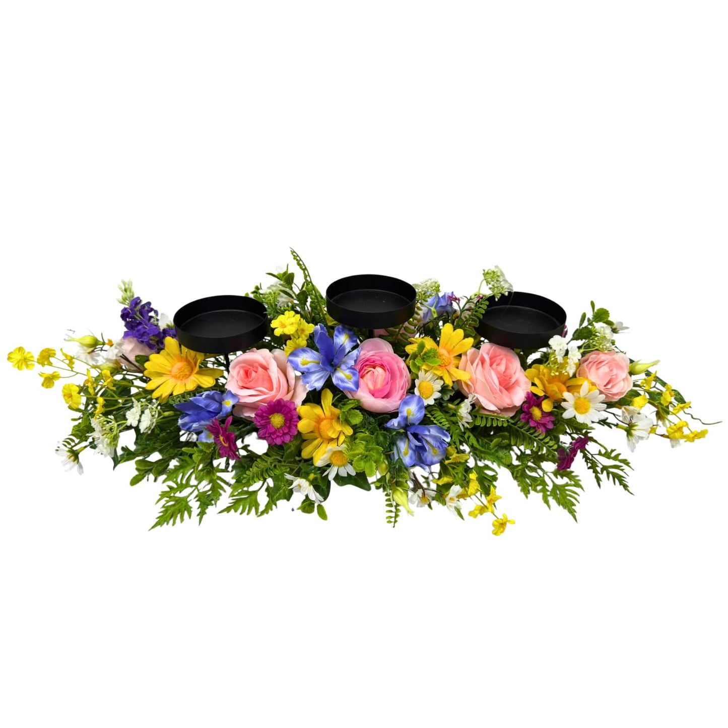 Lnymura 24" Spring Summer Floral Candle Holder Centerpiece for Table Decor