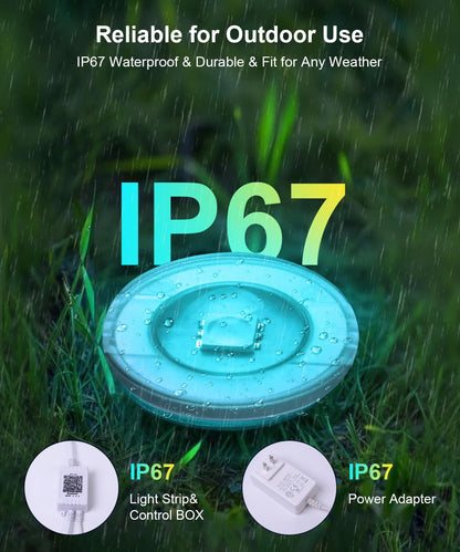 Fussion Permanent Outdoor Lights for House, 150ft RGB Halloween House Lights Outdoor with APP Remote Control, IP67 Waterproof Smart Eternity Eaves Lighting for Christmas, Holiday, Party, Daily
