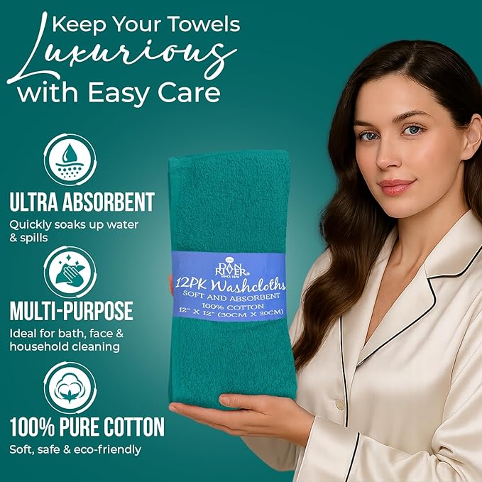 DAN RIVER 12 Pack Wash Cloths for Showering