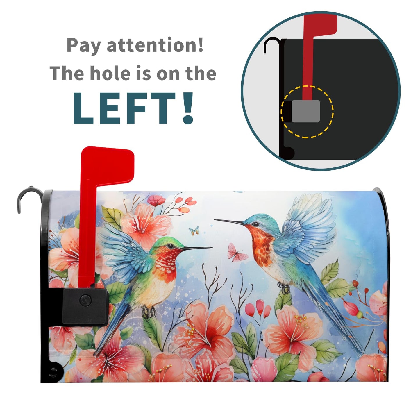 Spring Summer Flowers Mailbox Covers Magnetic Large Size 25x21 Inch Spring Cherry Blossom Mailbox Cover Hummingbirds Mailbox Wraps Post Letter Box Cover Decoration for Home Garden Yard Outdoor Outside