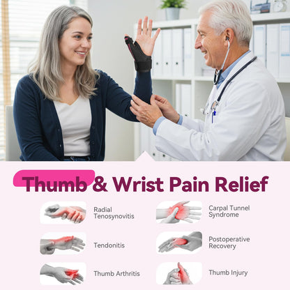 AGPTEK Trigger Thumb Brace Right Left Hand, Removable Thumb Spica Support Splint, Thumb Support & Stabilizer for De Quervains Tenosynovitis, CMC, Arthritis, Tendonitis, Sprain, Pain Relief, Rose Pink,M