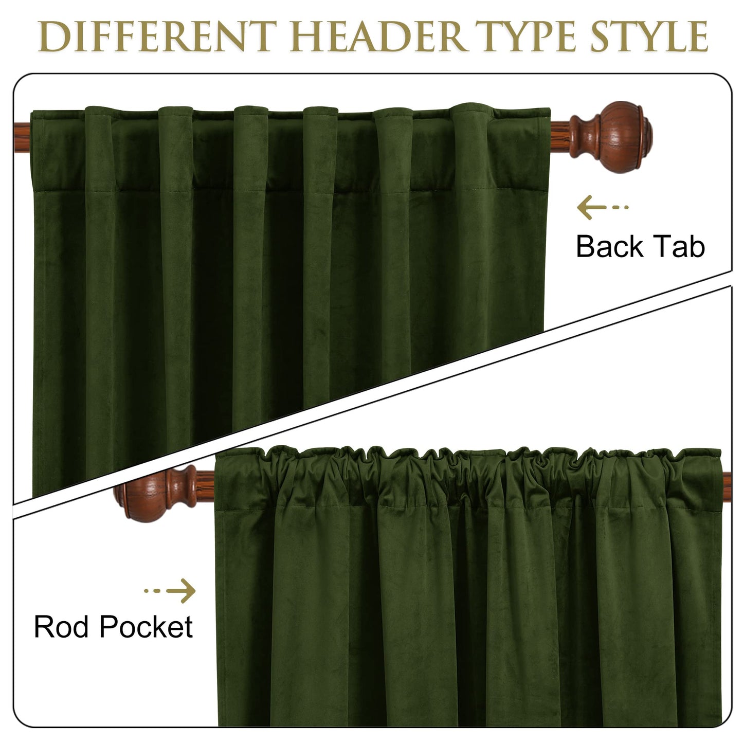 StangH Moss Green Curtains 108 inches Long - Luxury Velvet Room Darkening Sliding Door Drapes Thermal Insulated Soundproof Room Dividers for Closet, W52 x L108, 2 Panels