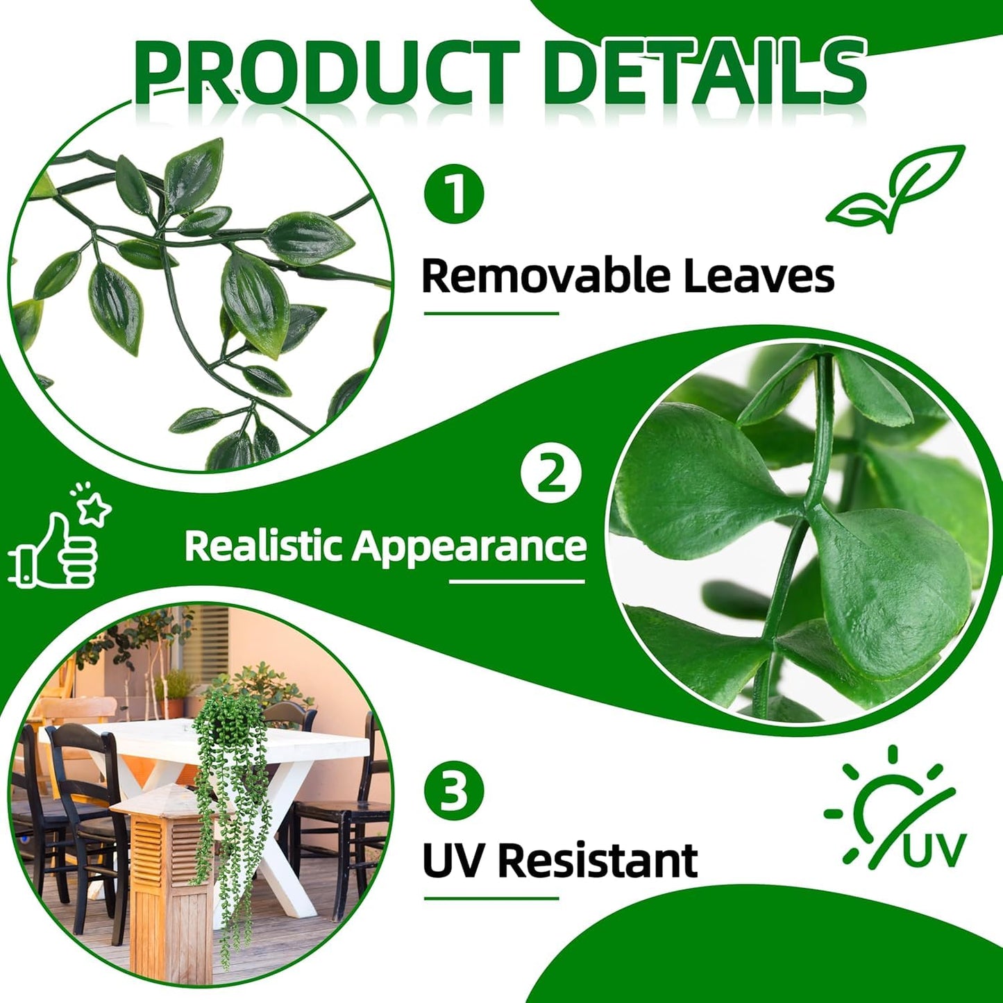 Palonu 4 Pack Faux Artificial Hanging Plants, Fake Potted Greenery with Eucalyptus Vine, Mandala, Pea Pod Leaves & String of Pearls in Pots for Office, Living Room, Bathroom, Indoor & Outdoor Décor