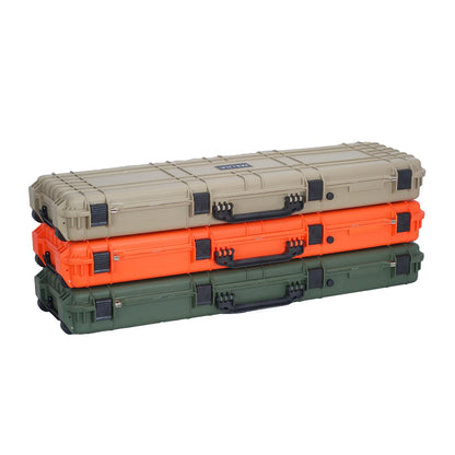 MEIJIA Portable IP67 Waterproof All Weather Hard Rifle Case with Rolling Wheels,Customizable Fit Foam Inserted,Soft Grip Handle,53x16.14x6.1inches (Green)