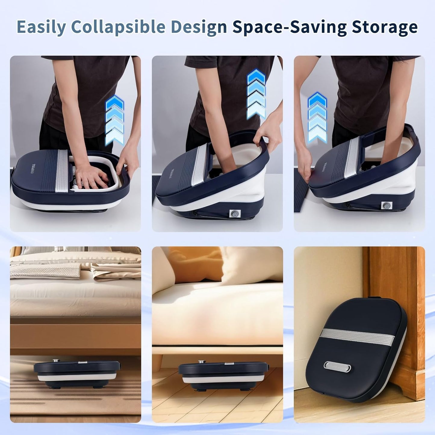 Collapsible Foot Bath Spa with Heat, Remote Control, Massage Rollers, Bubble, Foot Pedicure Kit, Red Light, Pedicure Foot Spa, Foot Bath for Gifts