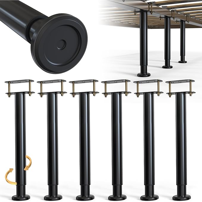 6Pcs Bed Frame Support Leg, Adjustable 14" to 23.6", Increase Under-Bed Storage