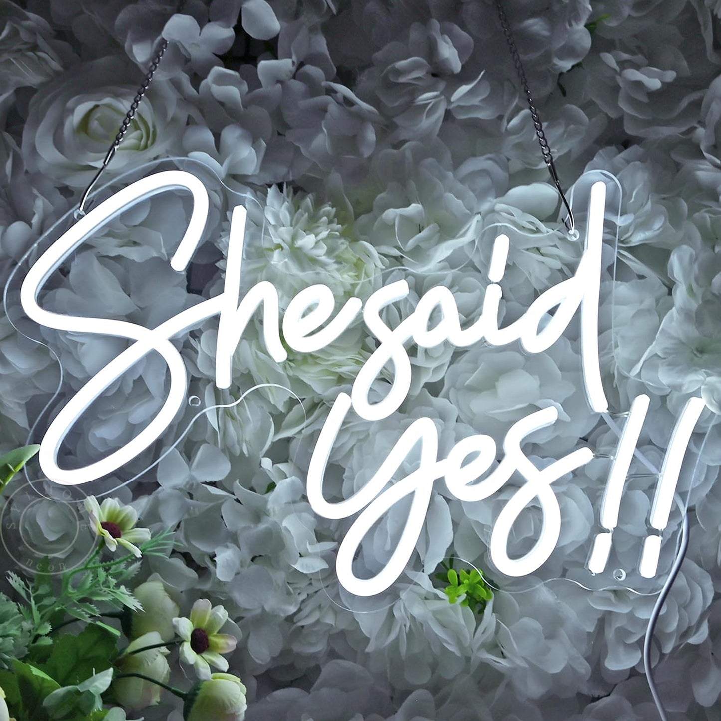 SYLHOME She Said Yes !! Led Neon Light Up Sign Propose Engagement Marry Me Wedding Party Wall Decor Sign Bachelorette Bridal Shower Party Bedroom Sign 15.8"X10.2" USB Cold White