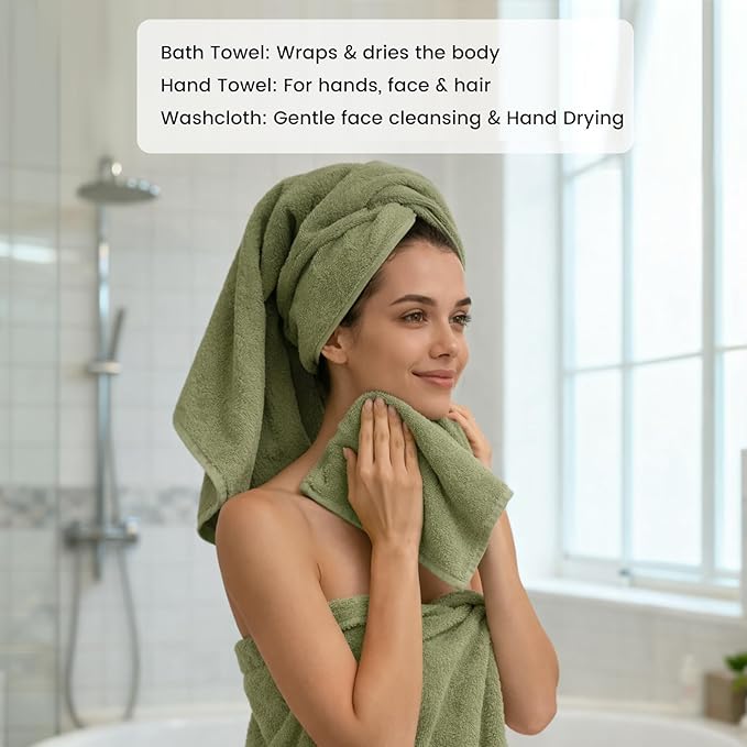 SEMAXE 12-Piece Family Bathroom Towel Set