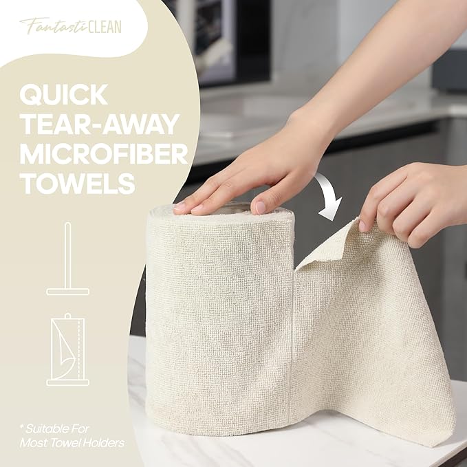 Fantasticlean Microfiber Cleaning Cloth Roll 4 Rolls 240 Pack, Tear Away