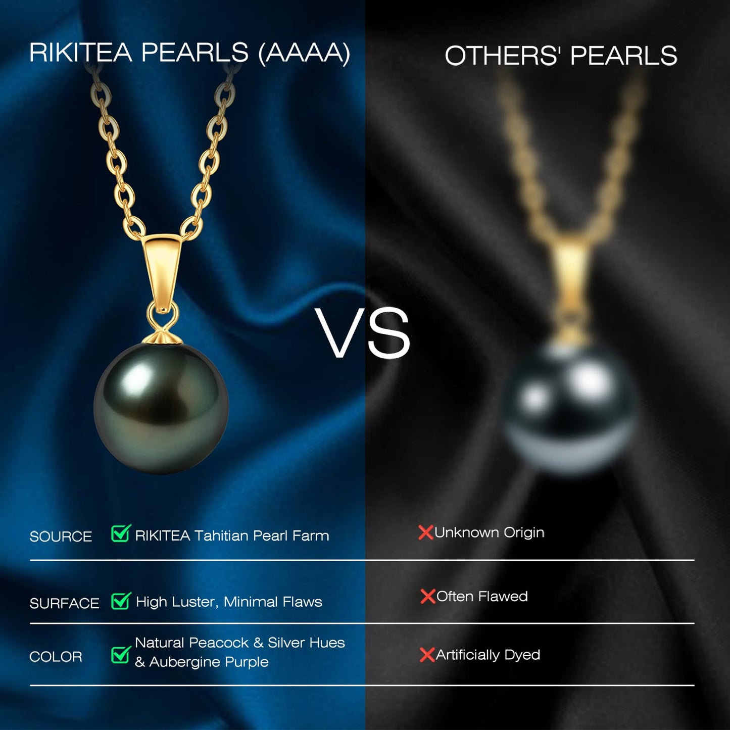 18K Solid Yellow Gold Tahitian Black Pearl Necklace Pendant with Sterling Silver Chain, AAAAA 10-11mm Ocean-Grown Pearls - Christmas Gift for Wife Mom, Women Jewelry for Wedding Anniversary Birthday