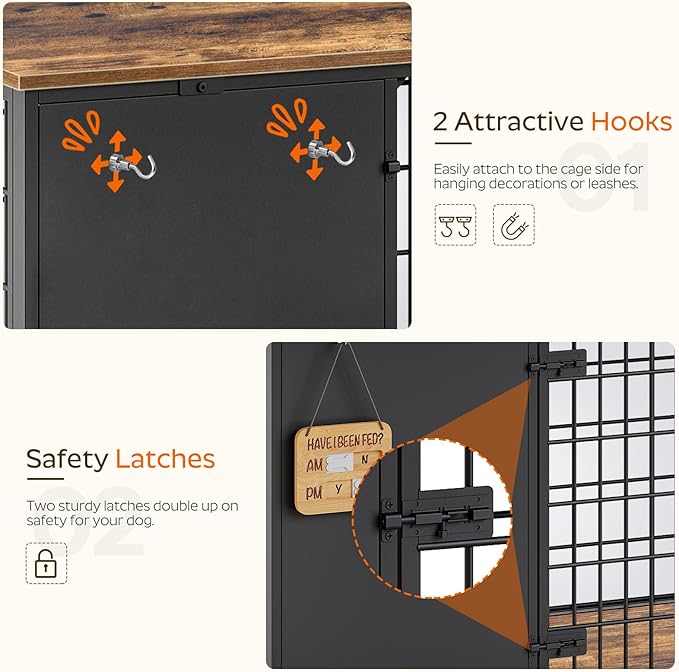 YATINEY Foldable Dog Crate Furniture, 47.2" Dog Crate