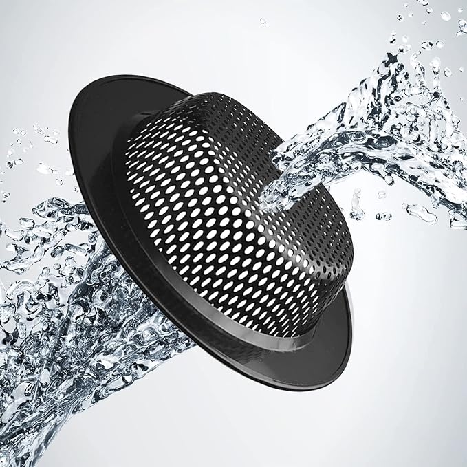 2 Pcs Black Stainless Steel Mesh Sink Drain Strainer, 2.16" Top/1.29" Kitchen