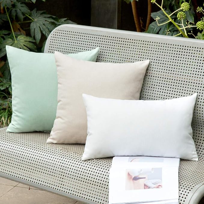 MIULEE Pack of 2 Decorative Outdoor Solid Waterproof Throw Pillow Covers Faux