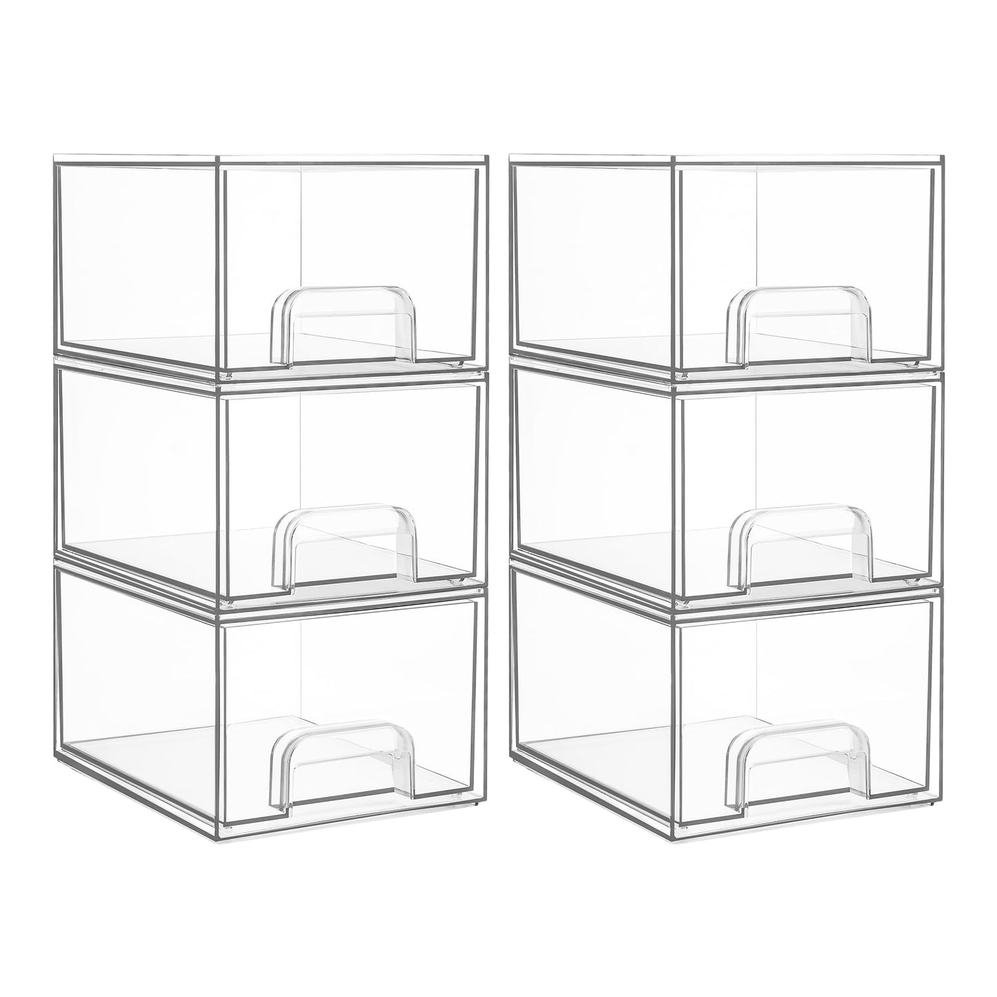 Vtopmart 4 Pack Small Clear Stackable Storage Drawers,Acrylic Bathroom Makeup Organizer,Plastic Storage Bins For Vanity, Undersink, Kitchen Cabinets, Pantry, Home Organization
