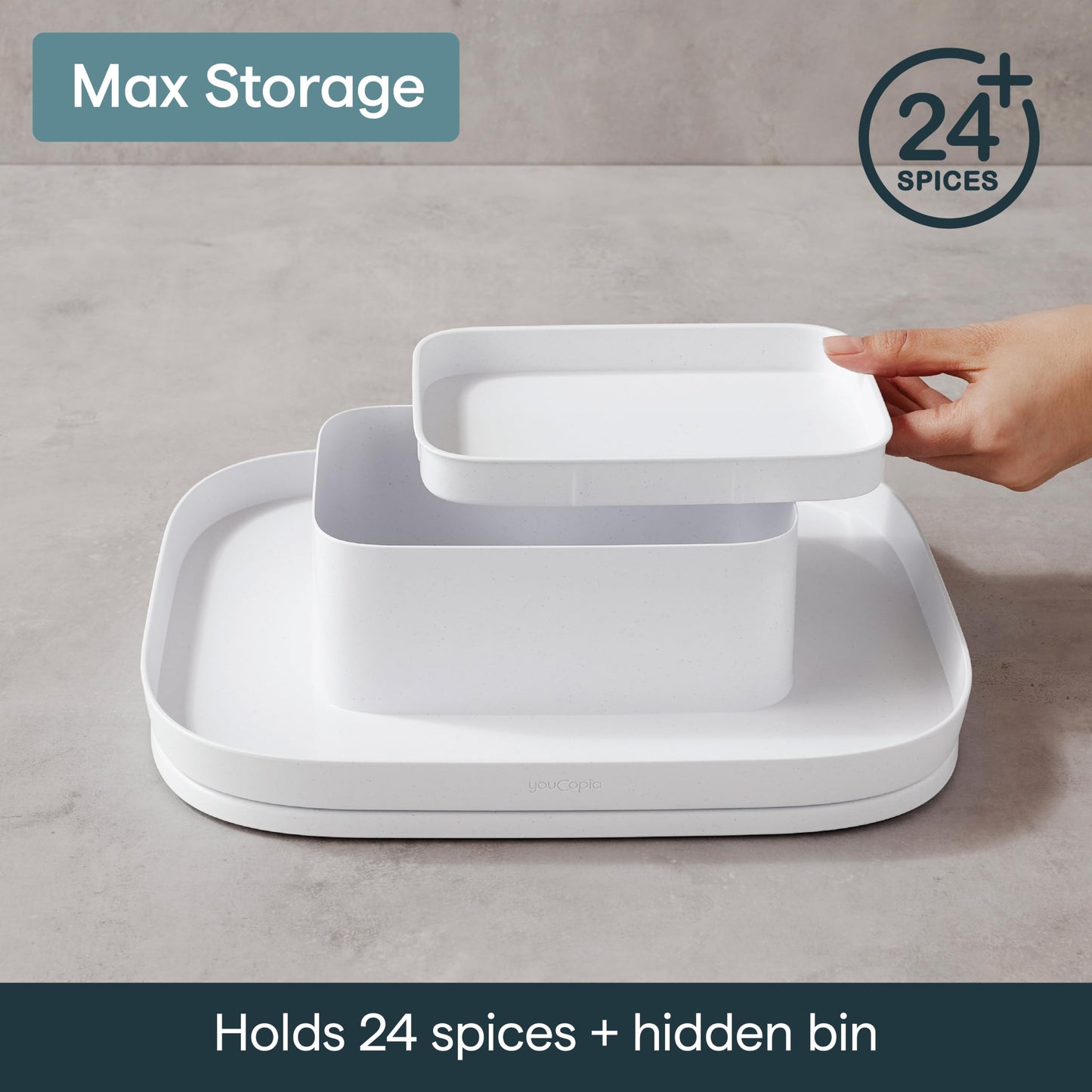 YouCopia MagicTrack Spice Turntable, 2-Tier Rectangle Lazy Susan Organizer