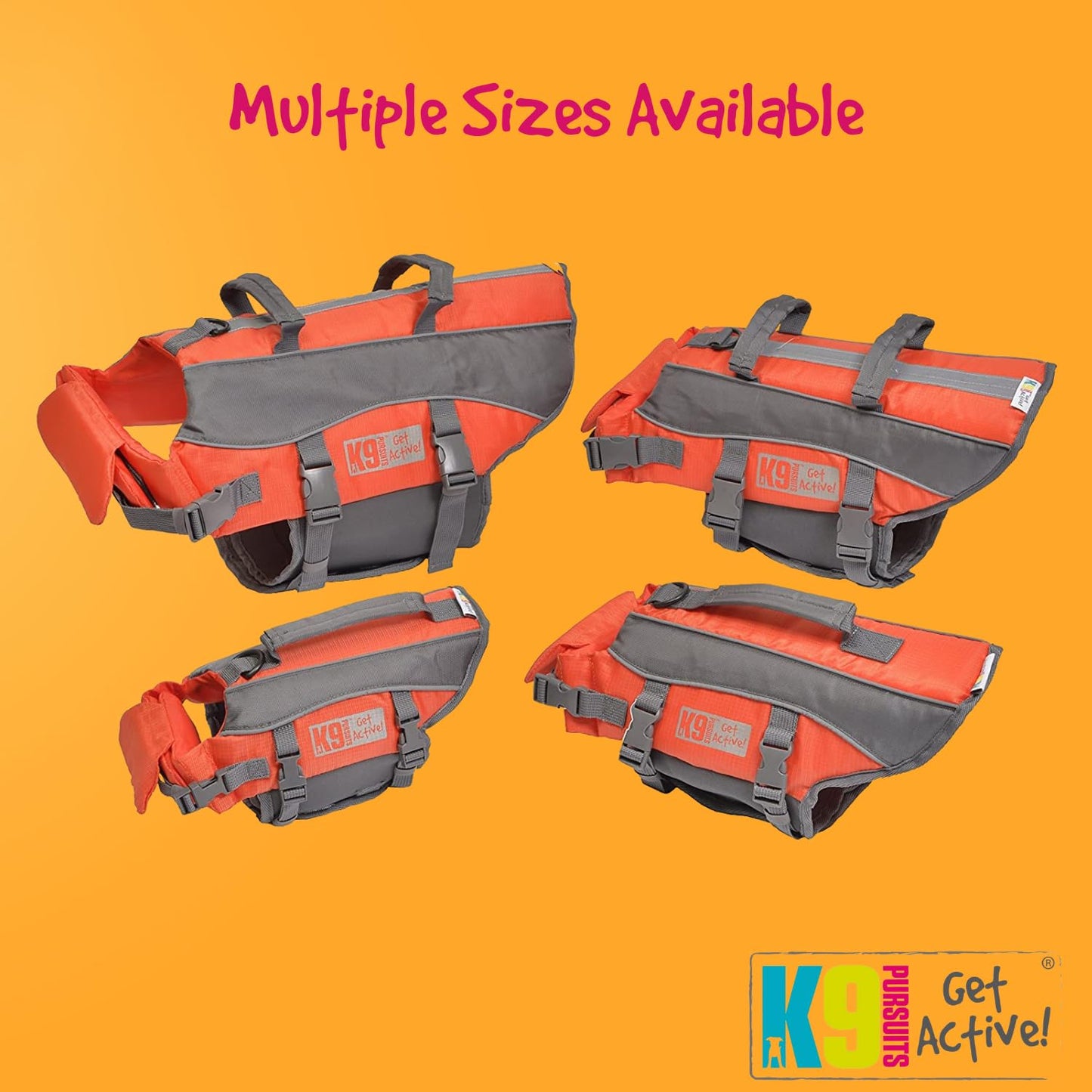 K9 Pursuits High Visibility Easy Grab Float Coat Life Jacket, Large c,Orange