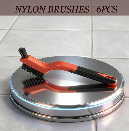6-Pack Non-Scratch Nylon Cleaning Brushes - Mini Head Design with Ergonomic Grip & Hanging Hole for Delicate Surfaces & Daily Cleaning