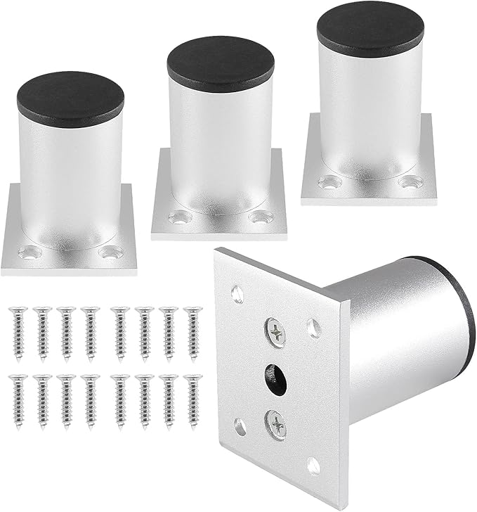 Set of 4 Furniture Legs 2.36 Inch, Adjustable Aluminum Alloy Cabinet Legs