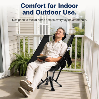 MTRVR Utility-Grade High-Back Folding Chair — Stable One-Piece Structure, Extended Back Support for Longer Sitting, Reinforced Aluminum Frame, Portable Chair for Camping, RV & Outdoor Use
