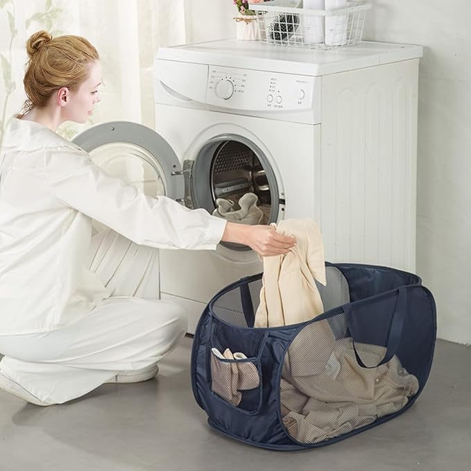 HONOMA Sturdy Mesh Laundry Hamper Basket Bag, Pop up Basket