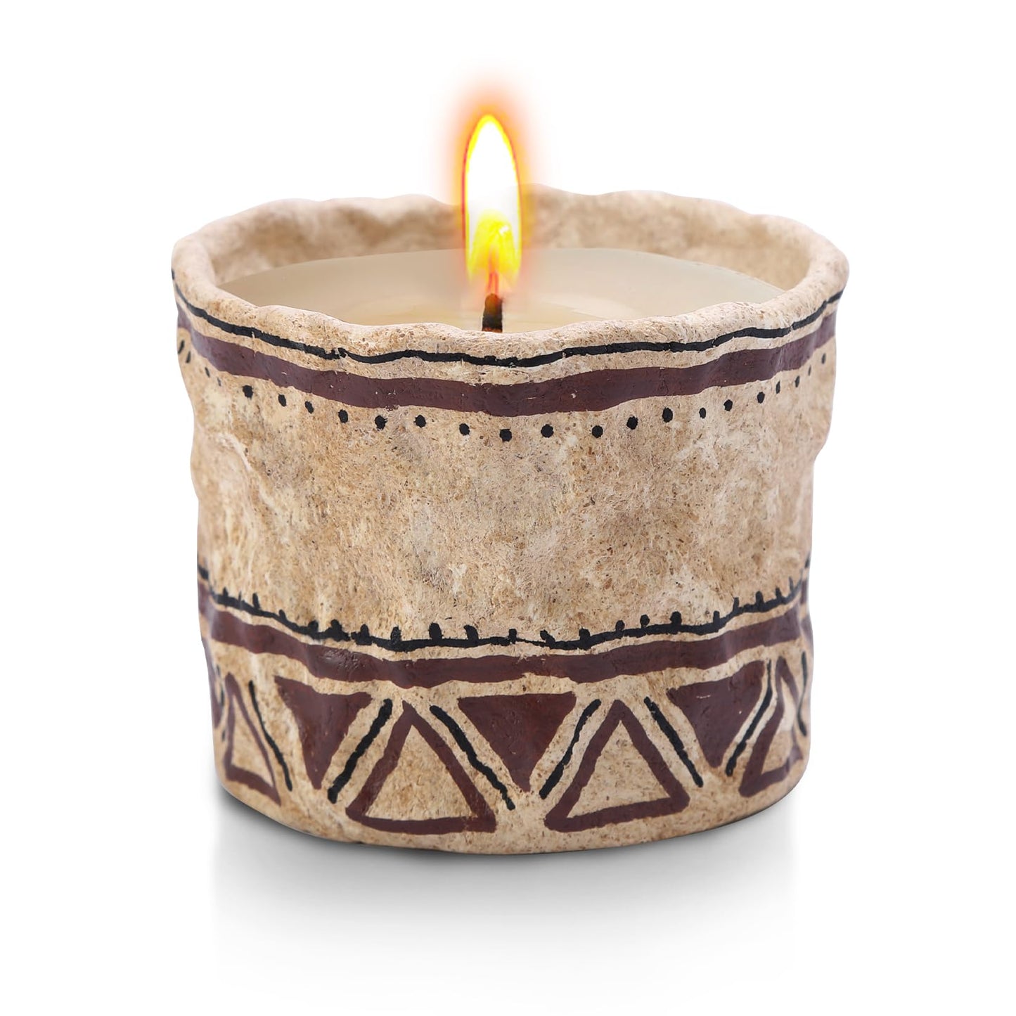 Geometric Balance Handmade Clay Empty Candle Holder – Hand-Painted Design, Refillable Candle Jars for Making Candles, Candle Tins Alternative (Geometric Balance)