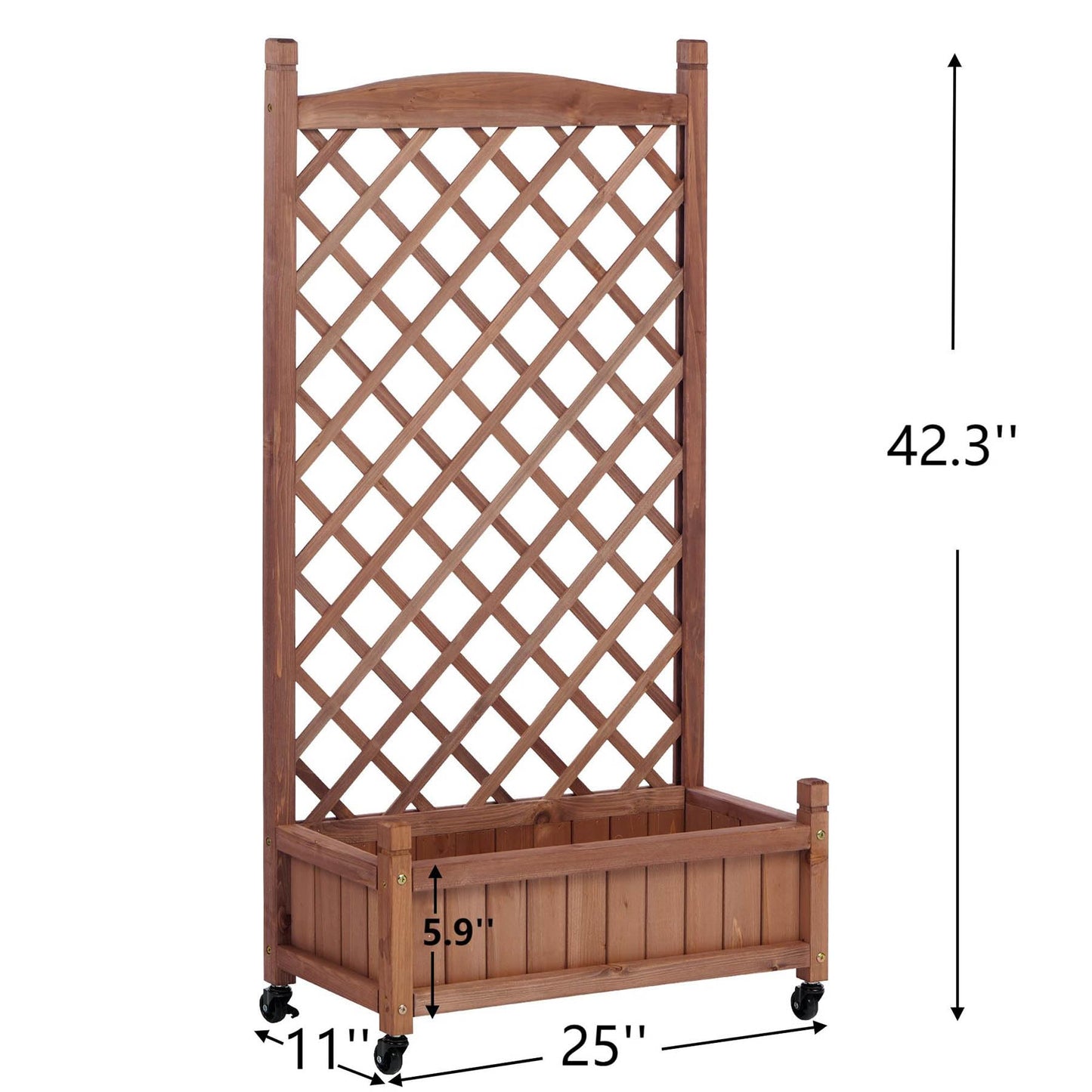 Metal Planter Box with Trellis, 73-Inch Tall Raised Garden Bed with Wheels, Privacy Screen Planter for Climbing Plants, Vegetables & Vines, Galvanized Steel Outdoor Privacy Shield, Black (Wood 2-pack)
