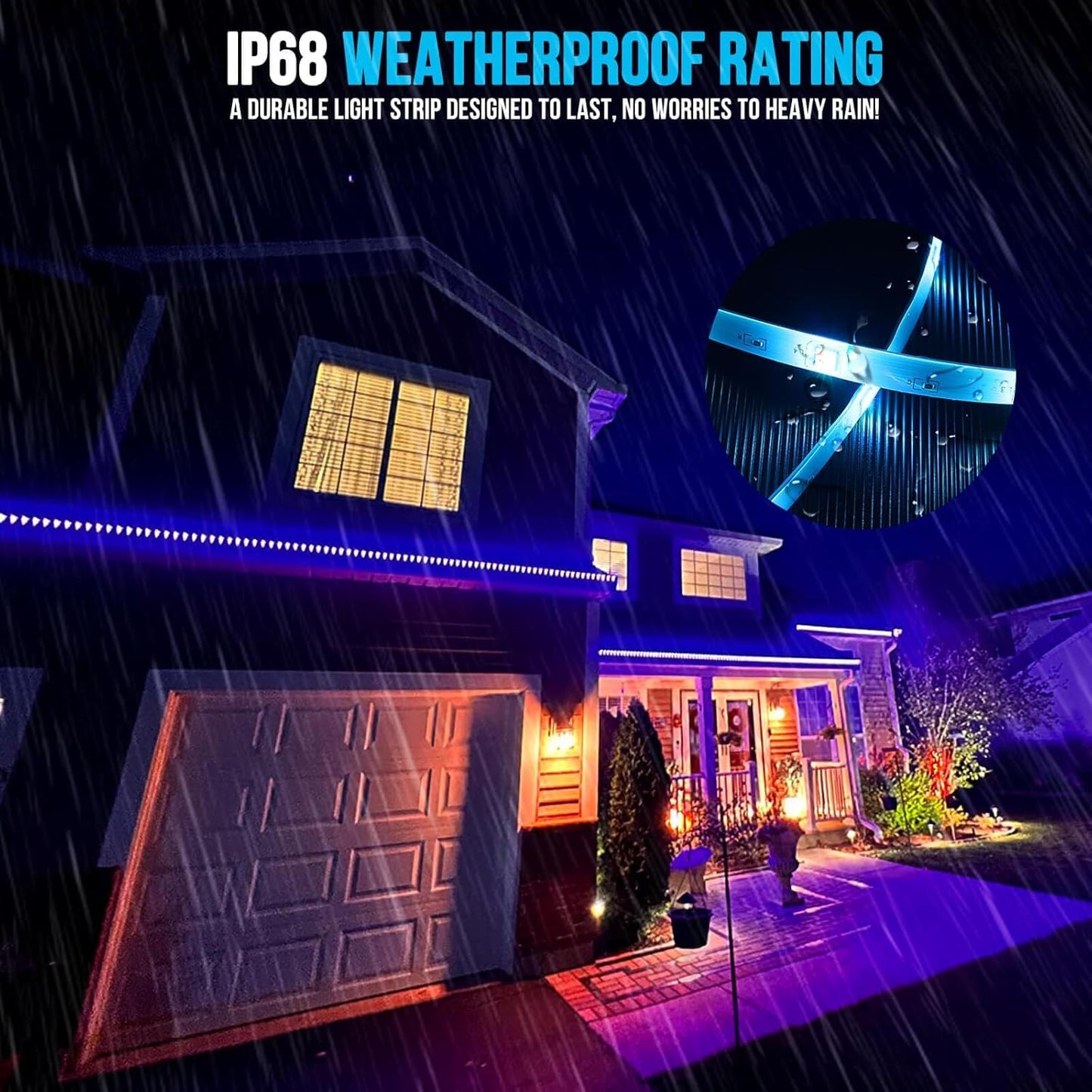 Rxment 200ft Outdoor Led Strip Lights Waterproof IP68, Remote & App Control, 36V, RGB, DIY Features, Heavy Duty, Premium+