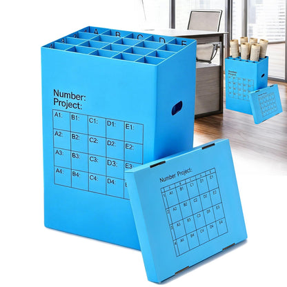 Aifukena Blueprint Holder Storage Organizer - Blueprint Storage Rack，20 Slots ，Used Storing for Anchor Charts ，Poster， Map (With Lids 1 Pack)