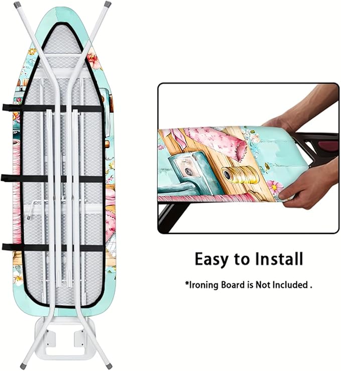 Nuxovilar Floral Sewing Machine Pattern Ironing Board Cover, 15×54 inch