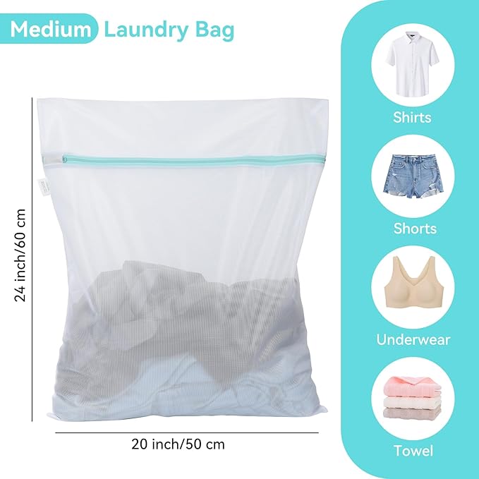 OTraki Medium Mesh Laundry Bags 20x24 inch Zipper Lingerie Bags