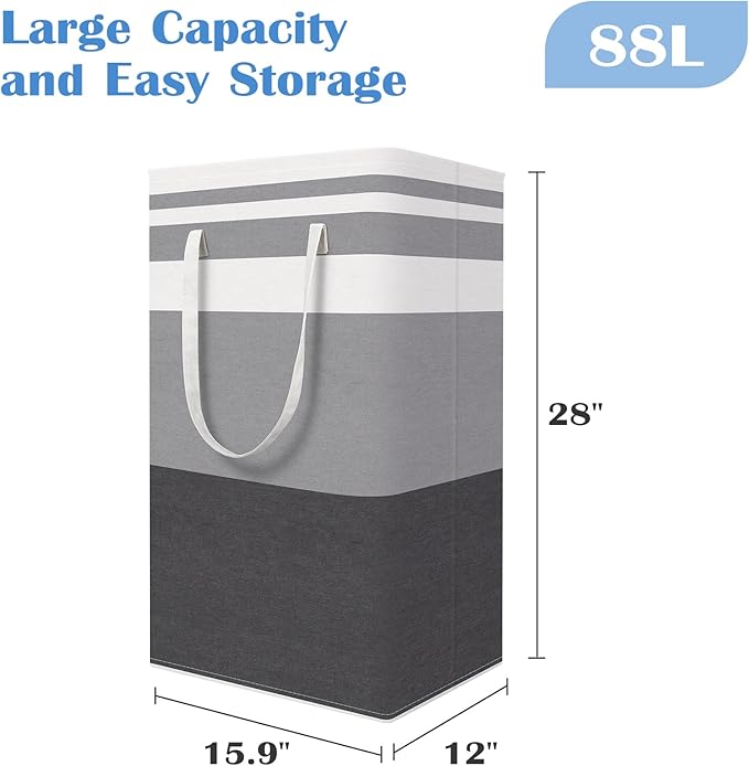 BlissTotes 3-Pack Laundry Basket, Freestanding＆Waterproof Laundry Hamper